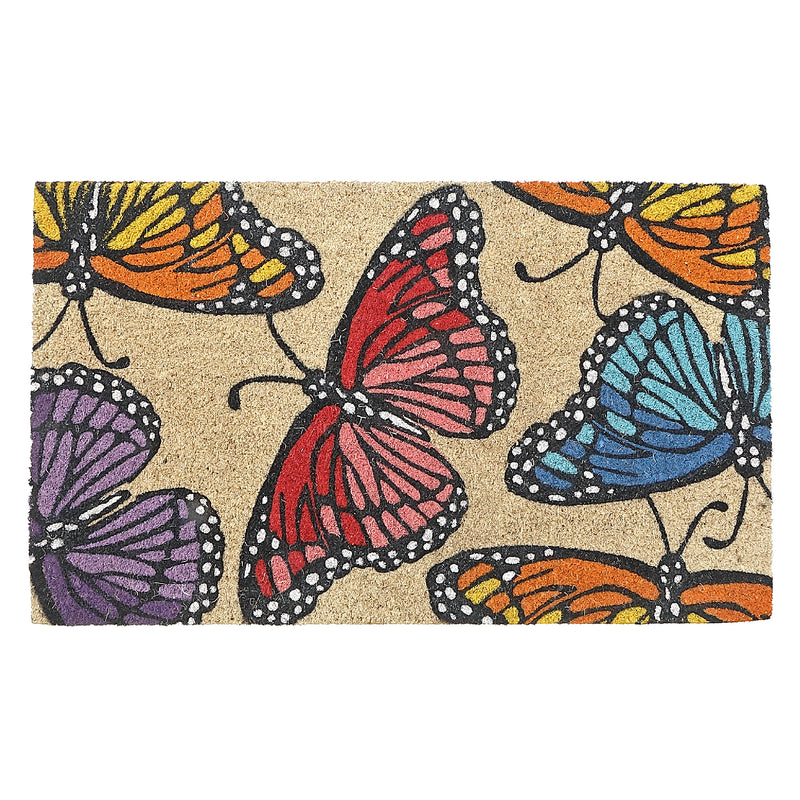 Coir Door Mat Rainbow Butterflies