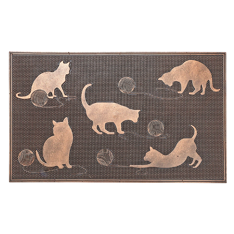 Rubber Mat Cats Playing With Ball Of Yarn