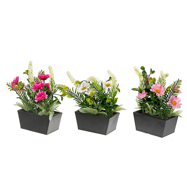 Artificial Daisy In Plastic Pot (Asstd) - Set of 3