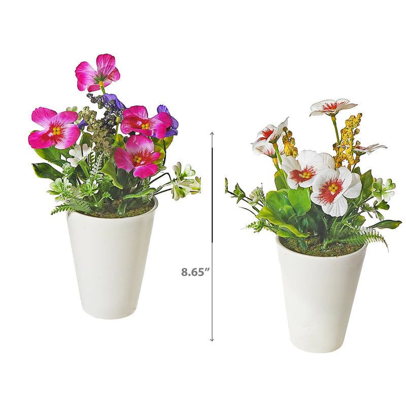 Artificial Pansy In Plastic Pot Asstd - Set of 2