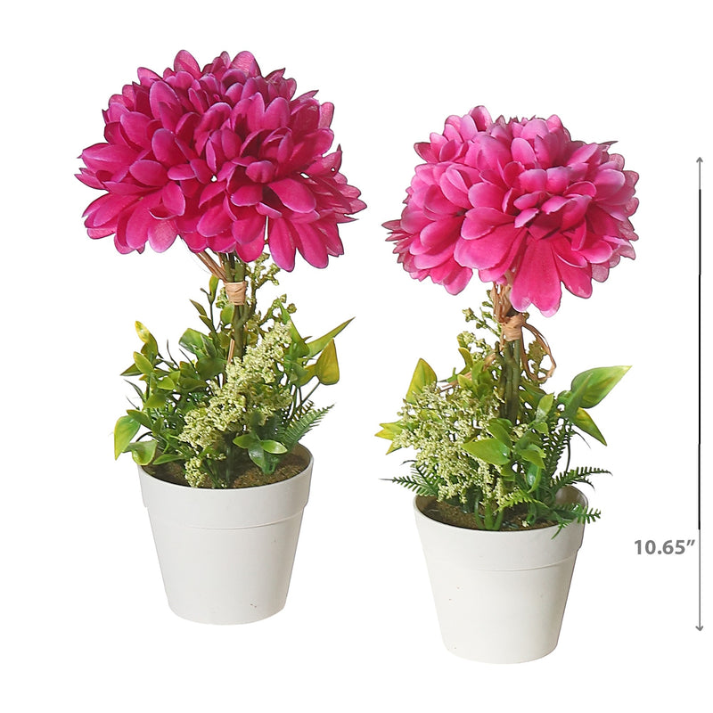 Artificial Chrysanthemum In Plastic Pot Asstd - Set of 2