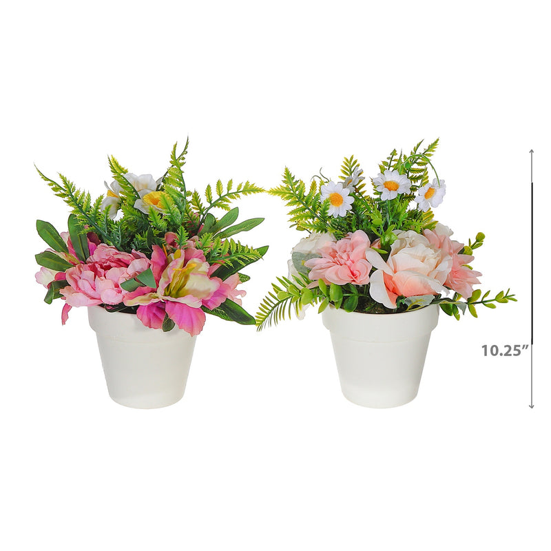 Artificial Bouquet In Plastic Pot Asstd - Set of 2