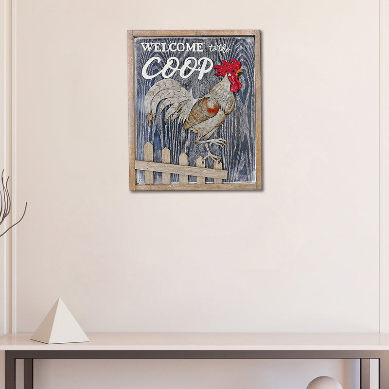 Welcome To The Coop Rooster Wall Sign