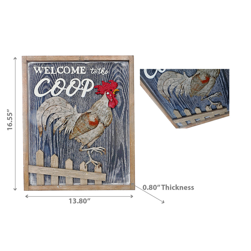 Welcome To The Coop Rooster Wall Sign