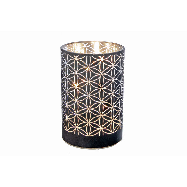 Led Black Cylinder Glass Stand (Geo Floral) (6") - Set of 2