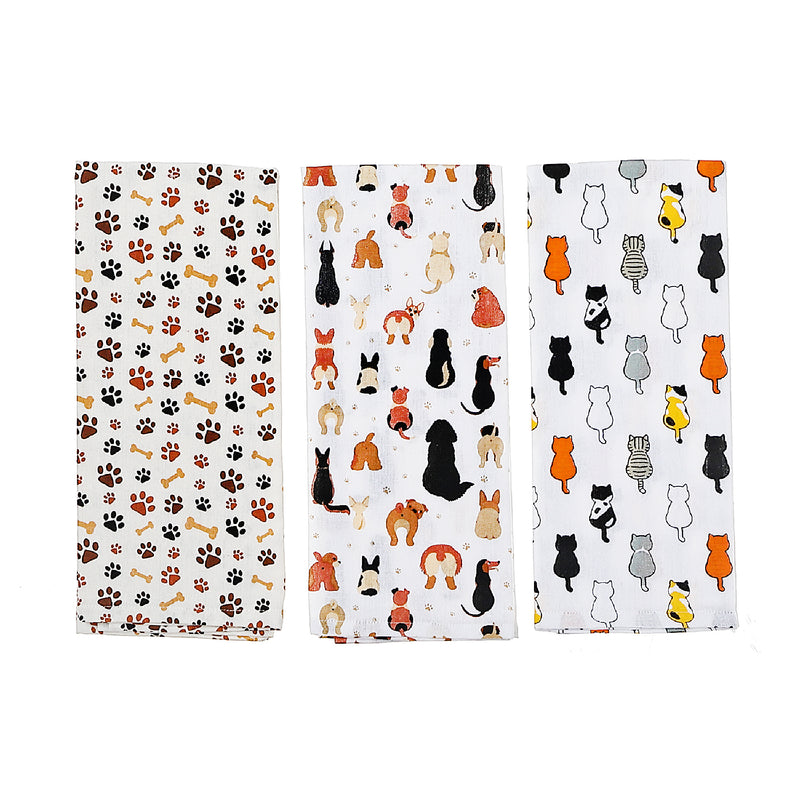 Printed Kitchen Towel Pet Lovers Asstd - Set of 6