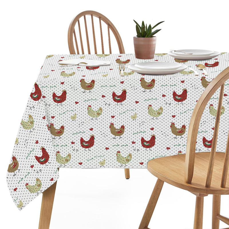 Cotton Table Cloth (52" X 72") (Farmhouse Chicken)