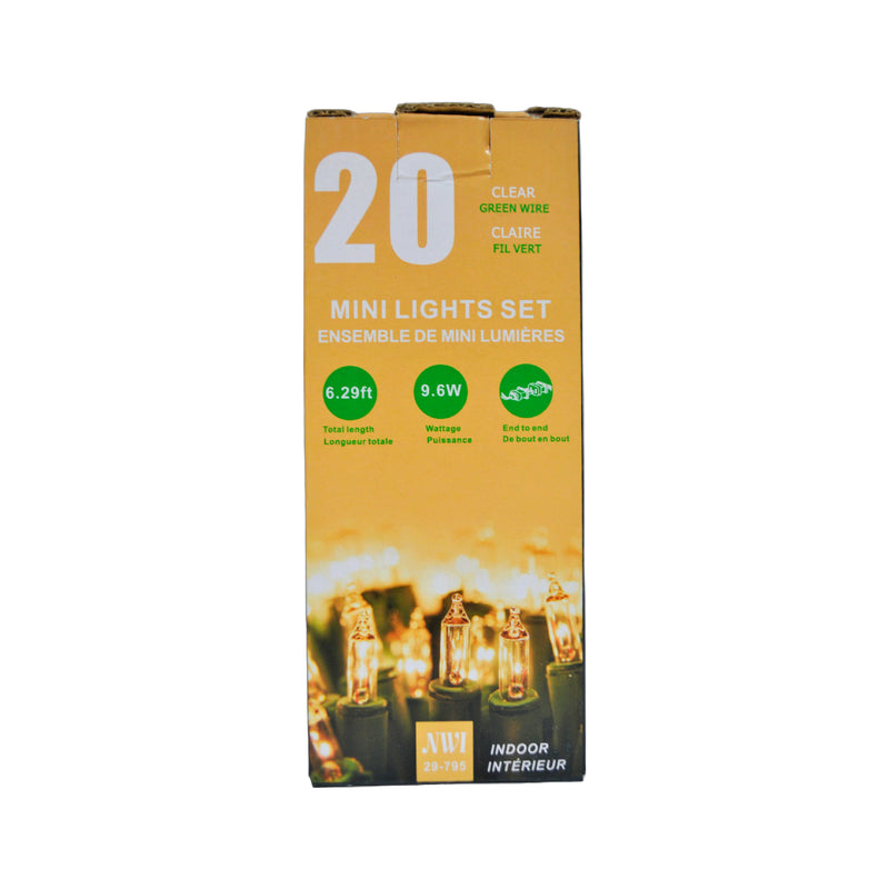 20 Lt Indoor Mini Light Set (Clear Bulbs) - Set of 2