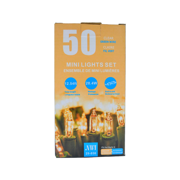 50 Lt Indoor/Outdoor Mini Light Set (Clear Bulbs) - Set of 2