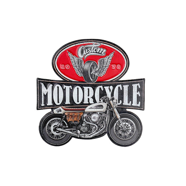 Embossed Metal Sign Motorcycle