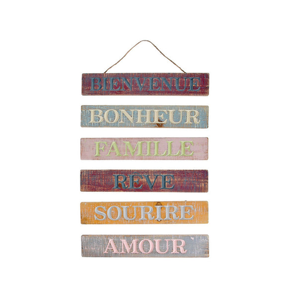 Etched Inspirational Wood Plaques (French) (Asstd) - Set of 6