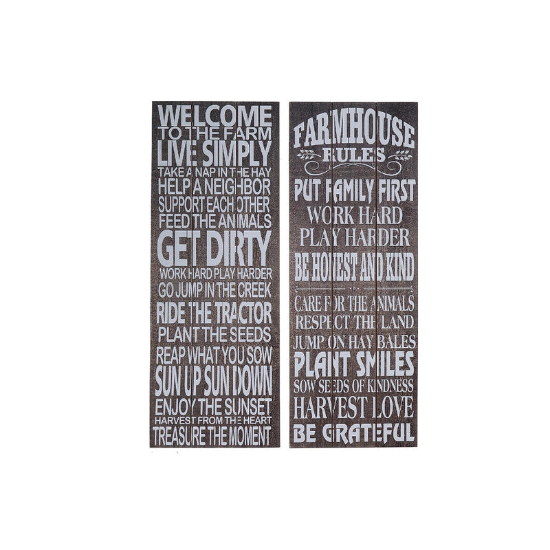 Wood Wall Sign (Farmhouse Rules) (Asstd) - Set of 2