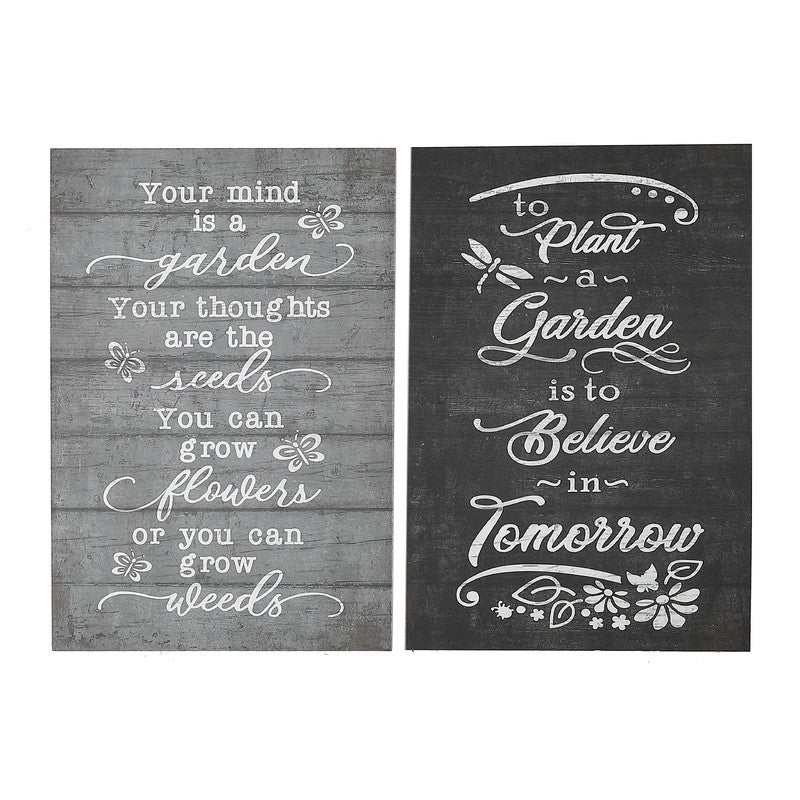 Wood Wall Sign (Inspirational Garden Quote) (Asstd) - Set of 2