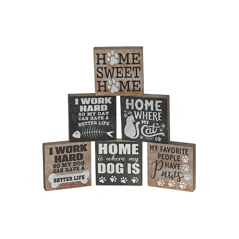 Wood Blocks (For Pet Lovers) (Asstd) - Set of 6