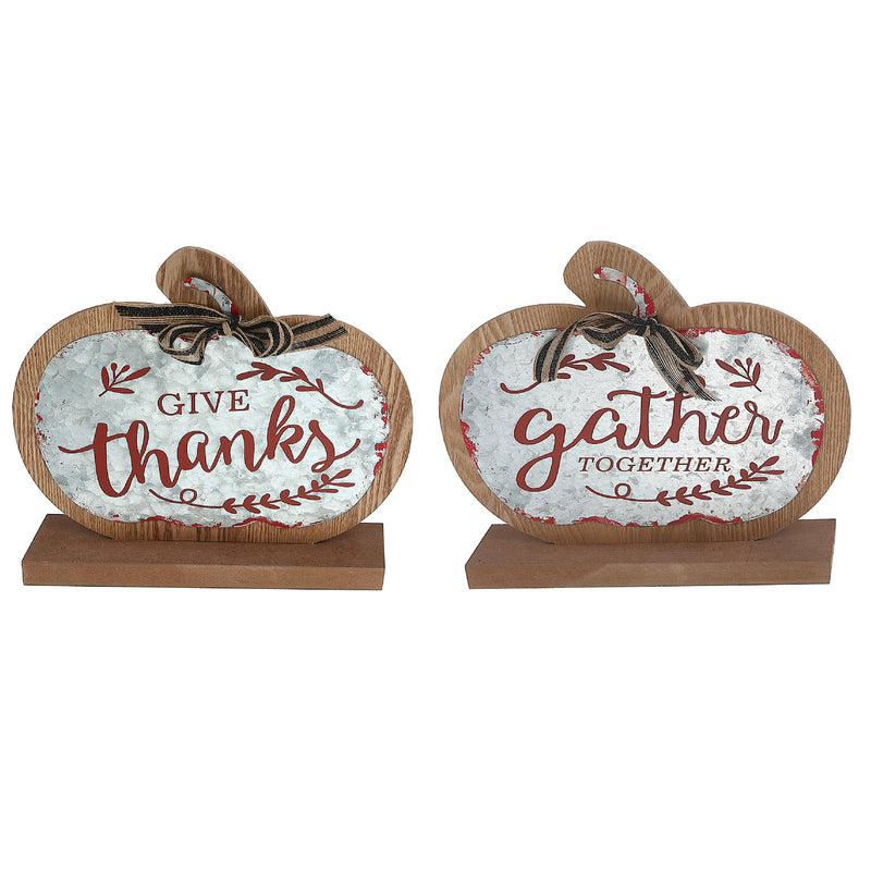 Wood And Galvanized Pumpkin Stand (Asstd) - Set of 2