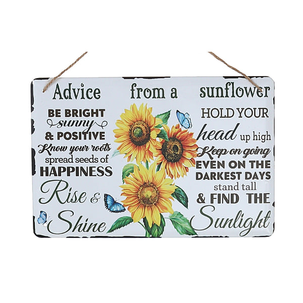 Metal Wall Sign Advice From A Sunflower