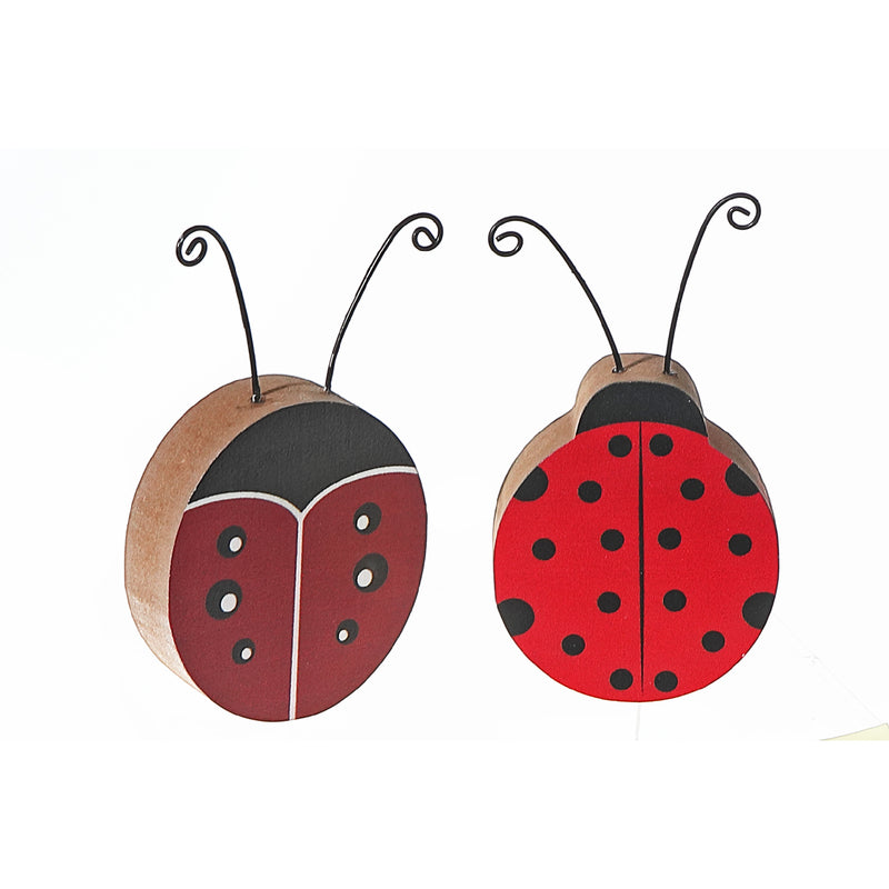 Wooden Ladybug Figurine Asstd - Set of 2