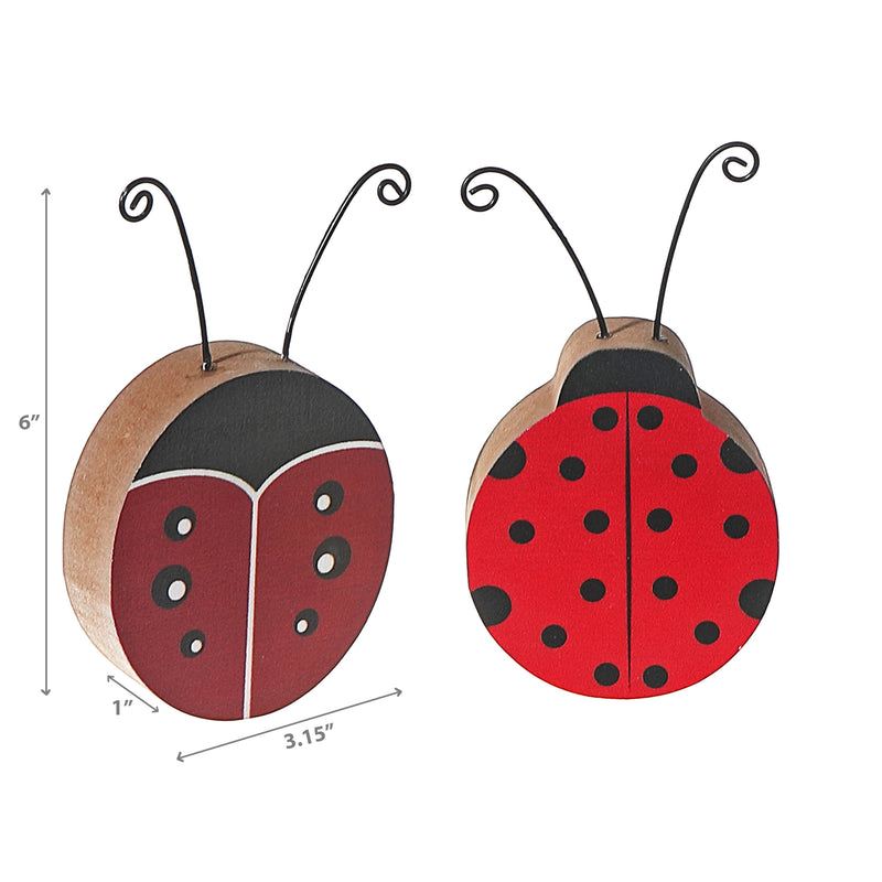 Wooden Ladybug Figurine Asstd - Set of 2