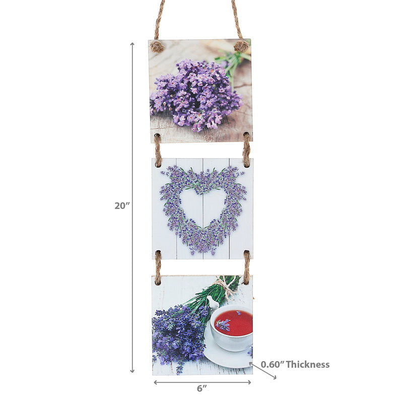 3 Pc Hanging Wood Lavender Plaque