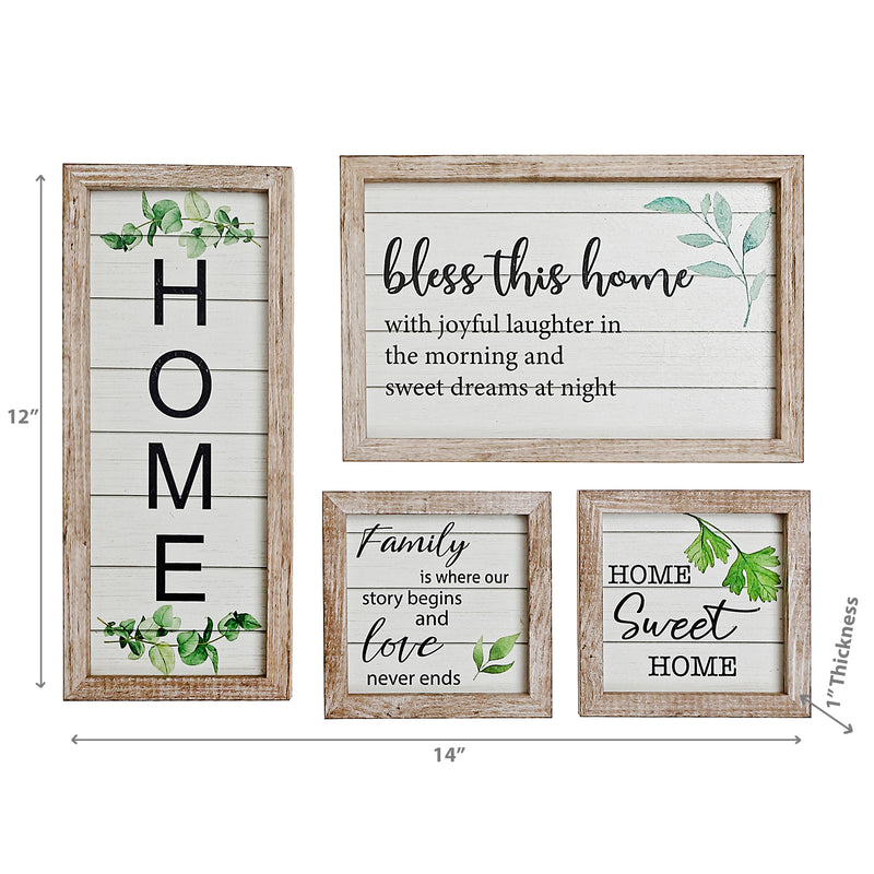 4Pc Assorted Woodgrain Frame Set Home