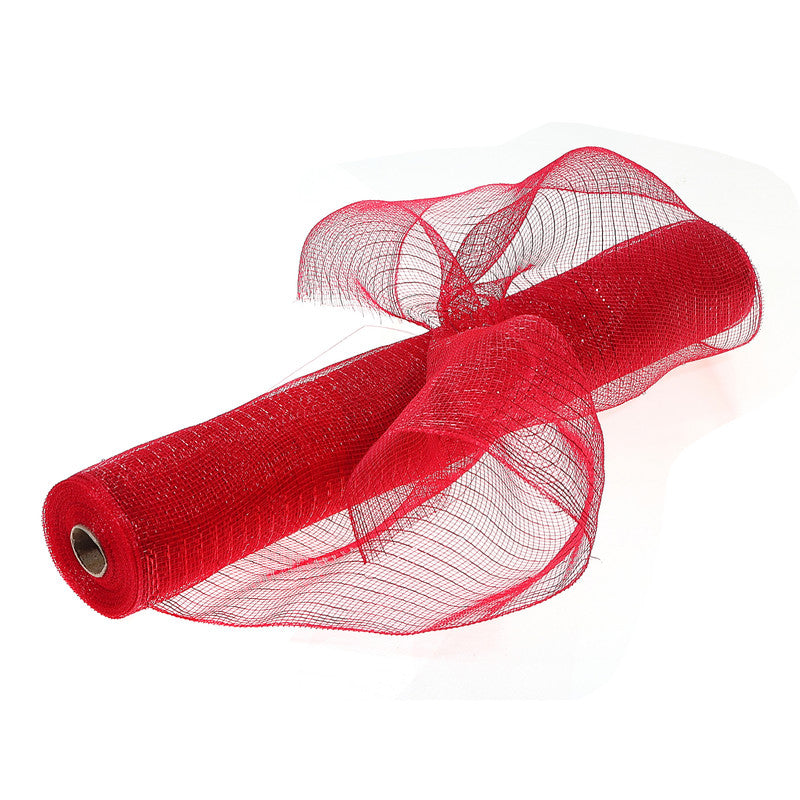 Mesh Ribbon (Red With Red Stripes) (21"X10Y) - Set of 2