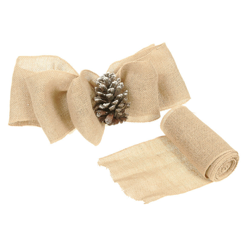 Burlap Ribbon (Natural) (4"  X  5 Yd) - Set of 2