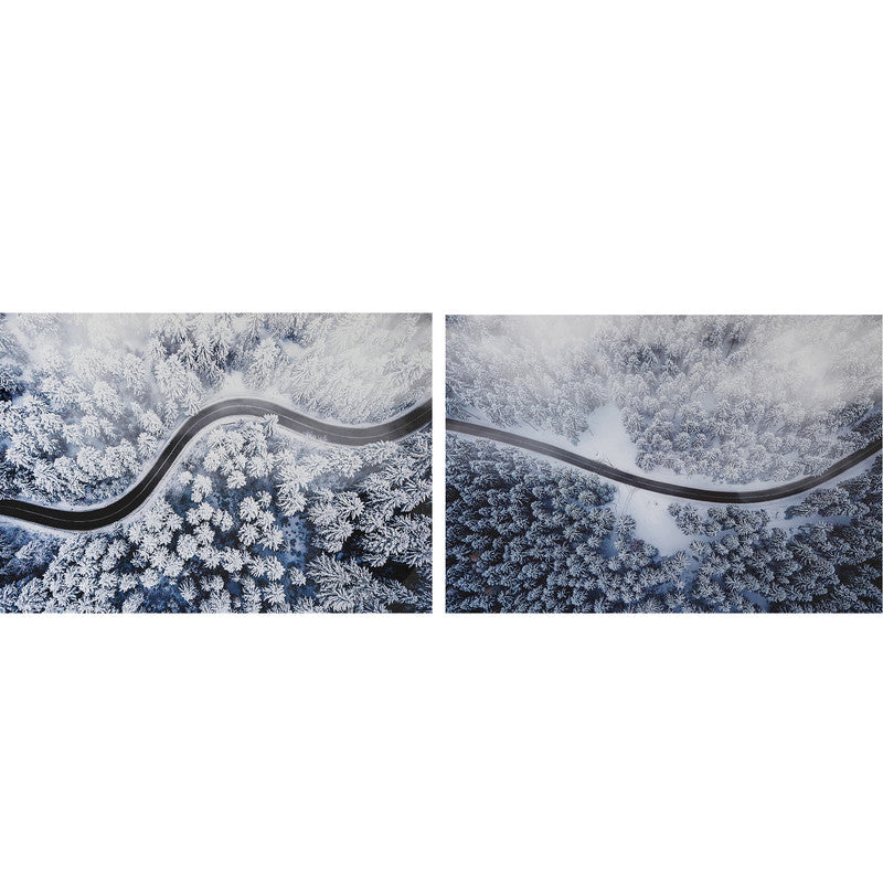 Canvas Wall Art (Winter Forest Winding Road) (Asstd) - Set of 2