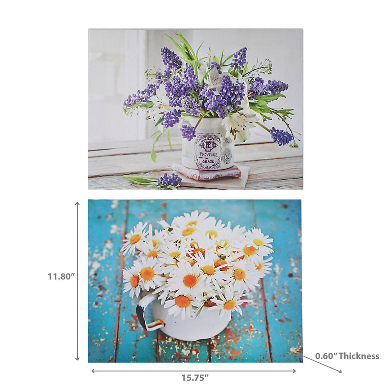 Canvas Wall Art Summer Floral Bouquet Asstd - Set of 2