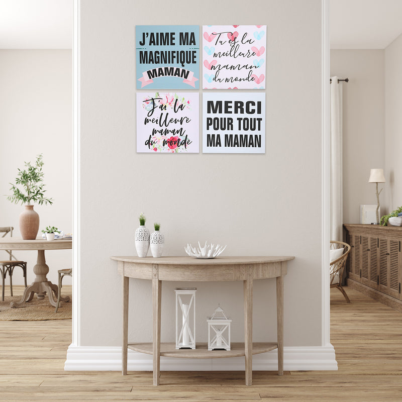 Canvas Wall Art Maman Asstd - Set of 4