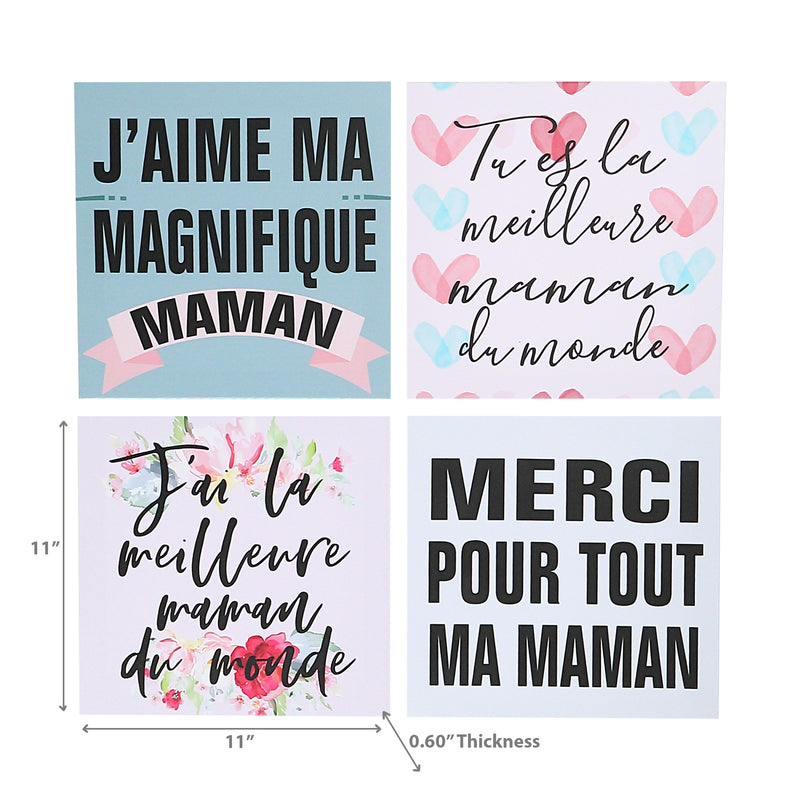 Canvas Wall Art Maman Asstd - Set of 4