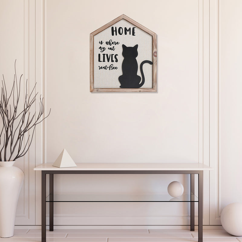 Framed House Shape Cat Sign