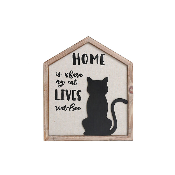 Framed House Shape Cat Sign