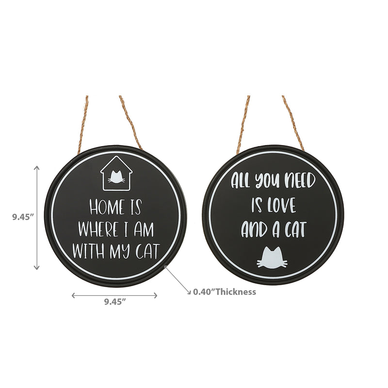 Round Mdf Cat Sign  - Set of 2