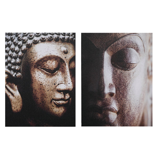 Canvas Wall Art Buddha Head  - Set of 2