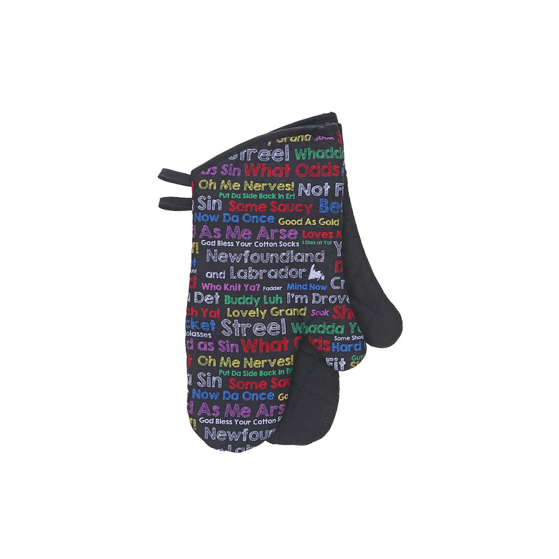 Oven Mitts 2 Pcs Colorful Sayings - Set of 2