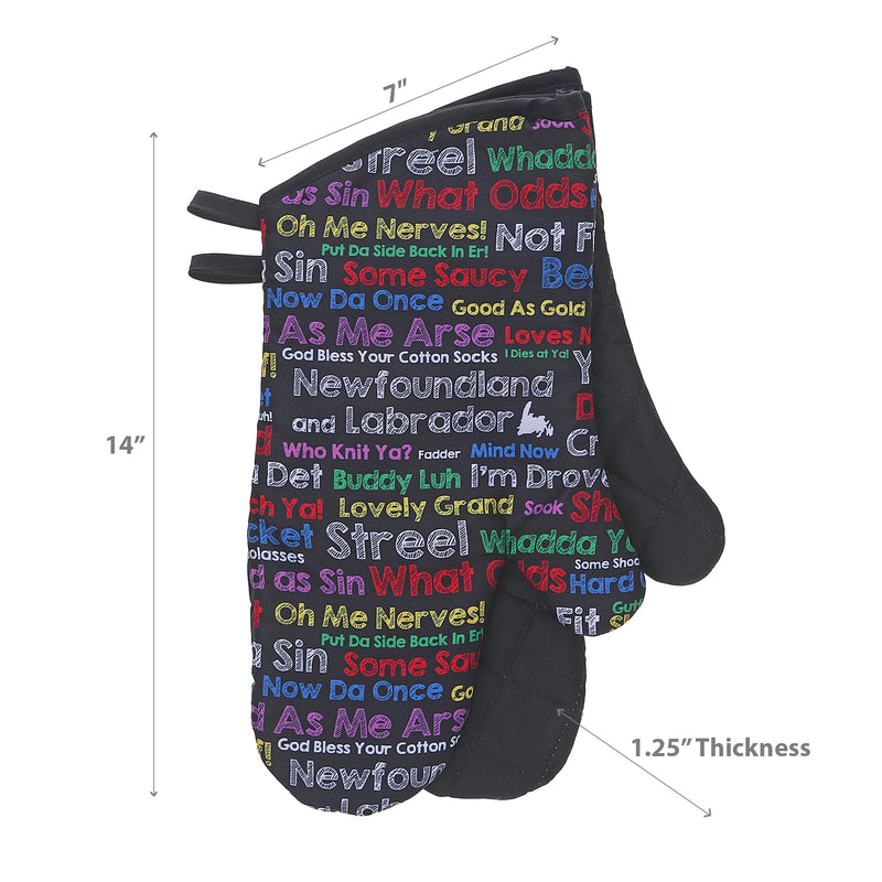 Oven Mitts 2 Pcs Colorful Sayings - Set of 2