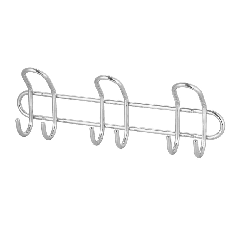 6 Hook Heavy Duty Chrome Wall Mount