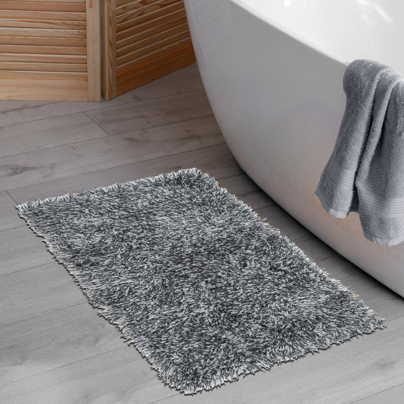 Cotton Loom Bath Mat Black 20X32