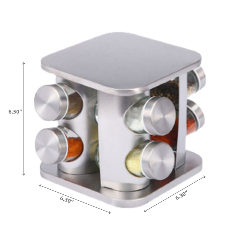 Stainless Steel Rotating Rack With 8 Spice Jars