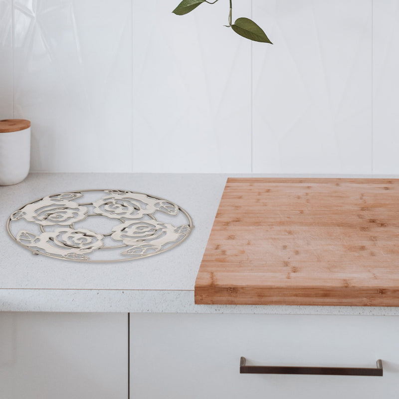 White Rose Round Trivet - Set of 2