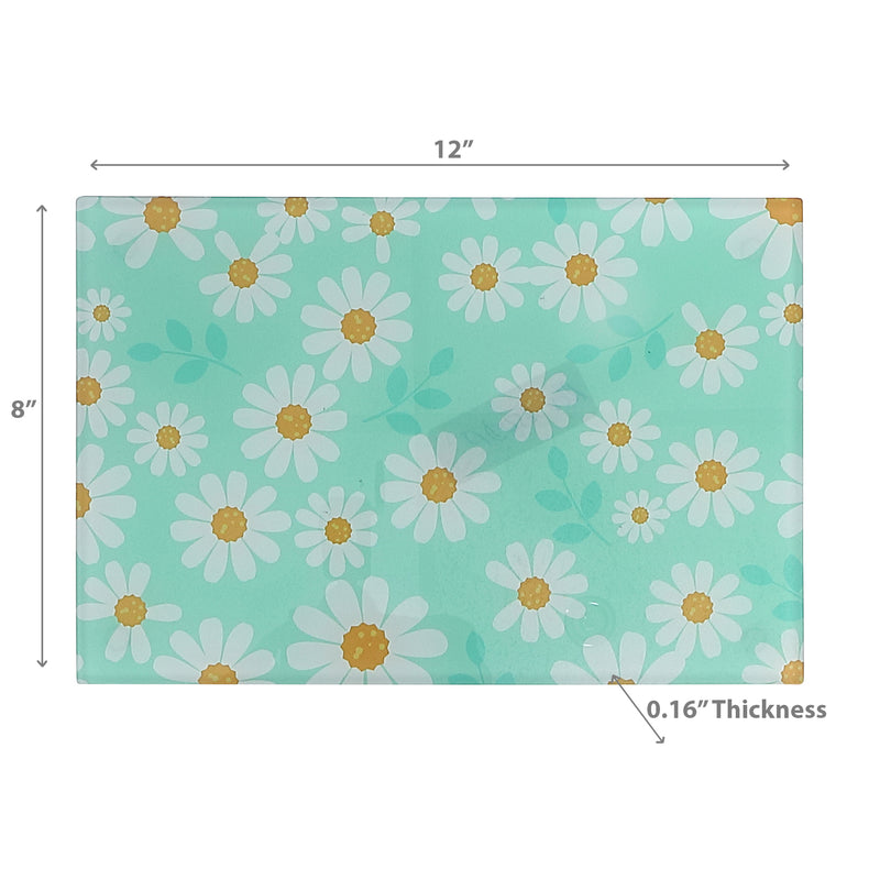 Printed Glass Cutting Board Daisy Print - Set of 2