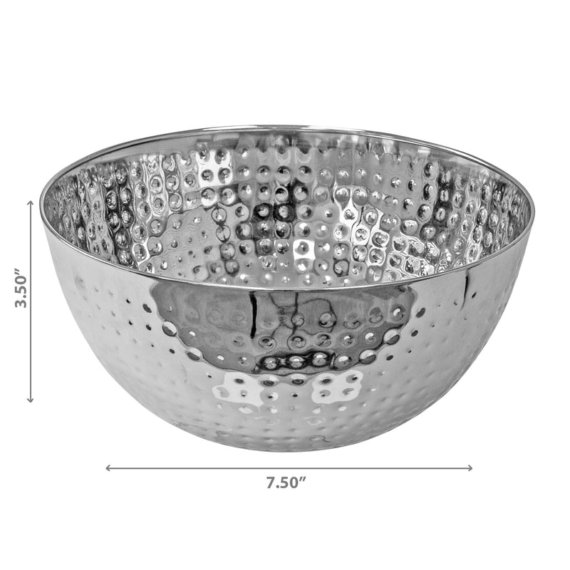 Stainless Steel Hammered Salad Bowl 7.50" - Set of 2