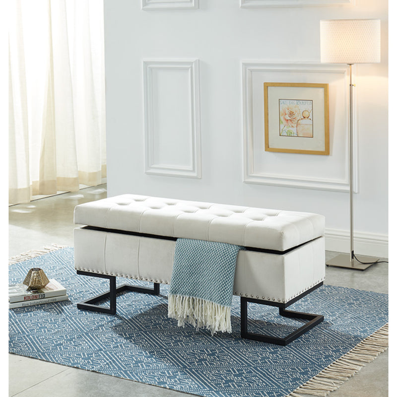 Imperial Tufted Double Ottoman With Black Base (Beige)