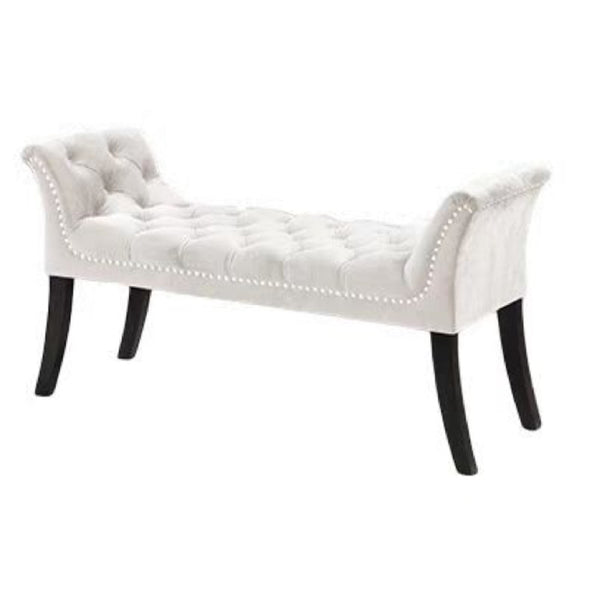 Imperial Tufted Bench With Armrest (Ivory)