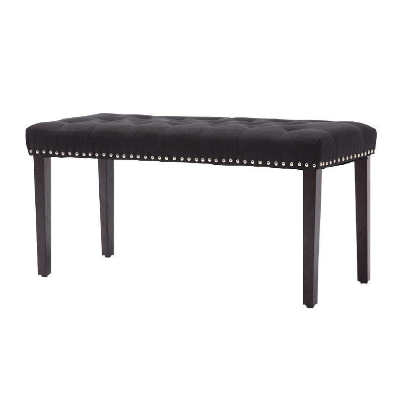 Cabara Tufted Fabric Bench (Black)