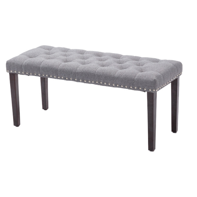 Cabara Tufted Fabric Bench (Gray)