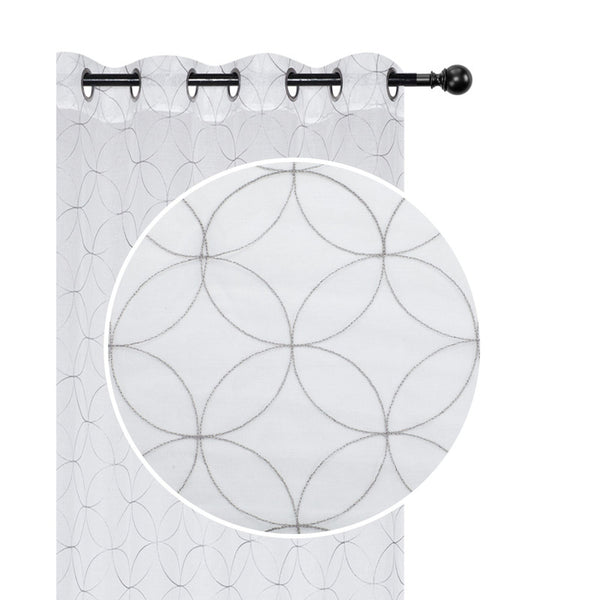 Lurex Embroidered Sheer Panel W 8 Grom (Diamond) (Gray) (96") - Set of 2