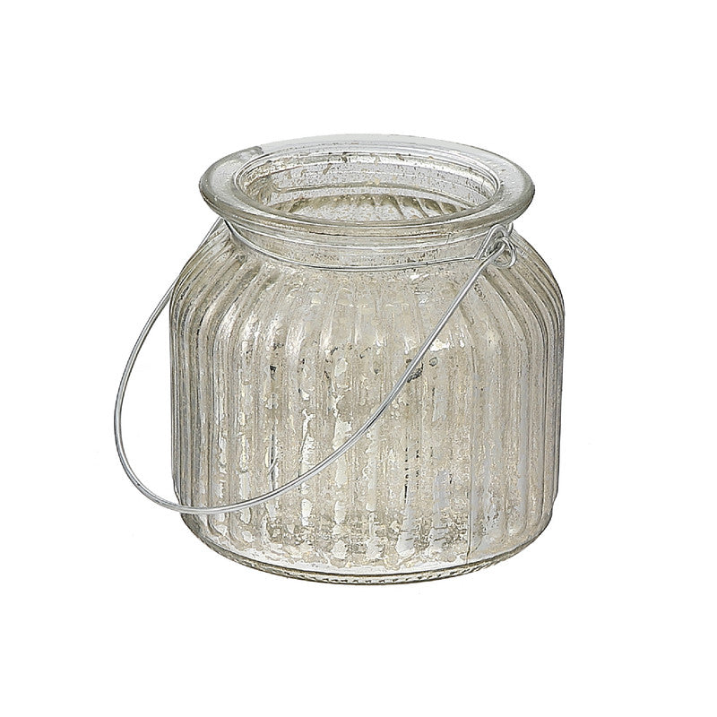 Ribbed Mercury Glass Tealight Holder (S)