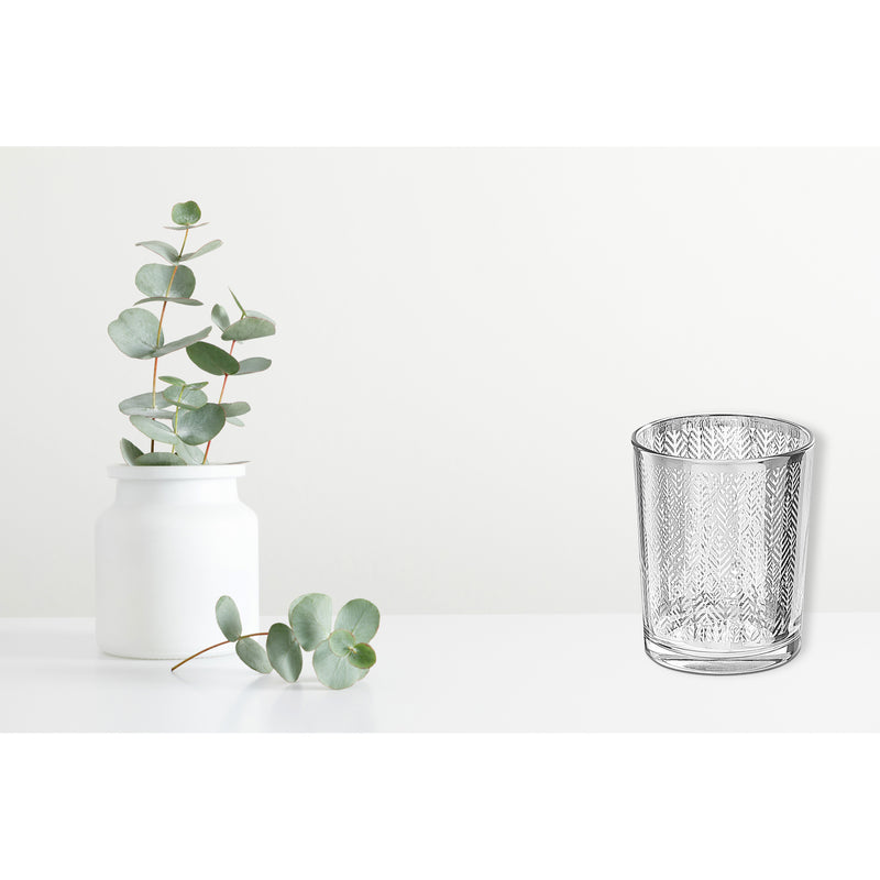 Glass Votive Holder Silver Leaf