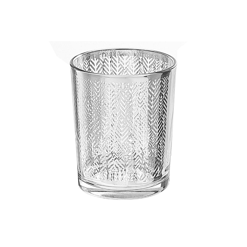 Glass Votive Holder Silver Leaf